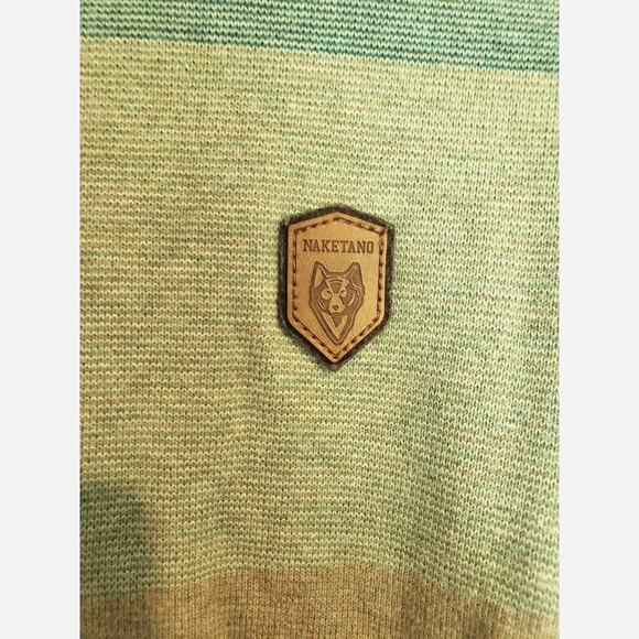 Naketano Men's Jumper Teal Blue Stipe Cotton Crew Neck Sweater XL - Picture 2 of 8